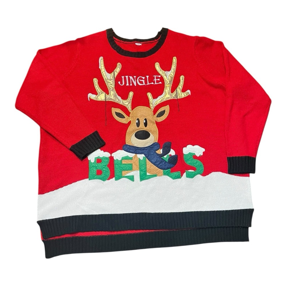 "Jingle Bells" Reindeer Christmas Sweater XL